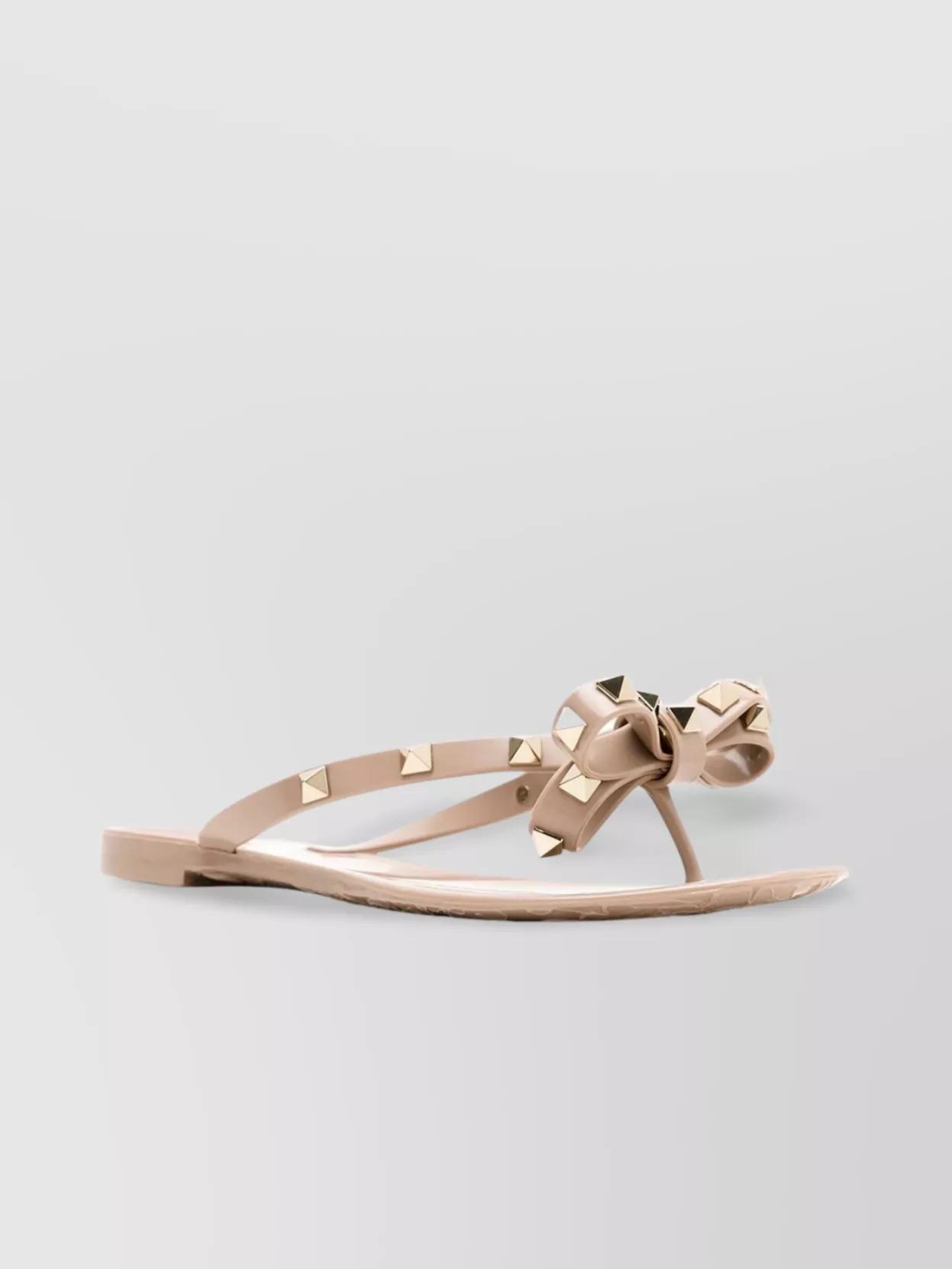 VALENTINO GARAVANI Women Rockstud Rubber Flip Flops In Beige Product Image