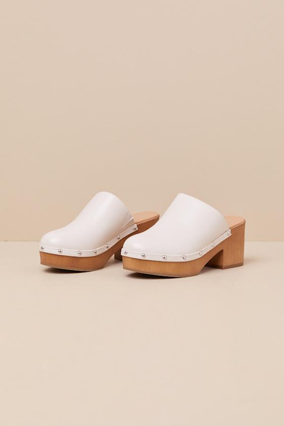 Romain Bone Studded Platform Clogs Product Image