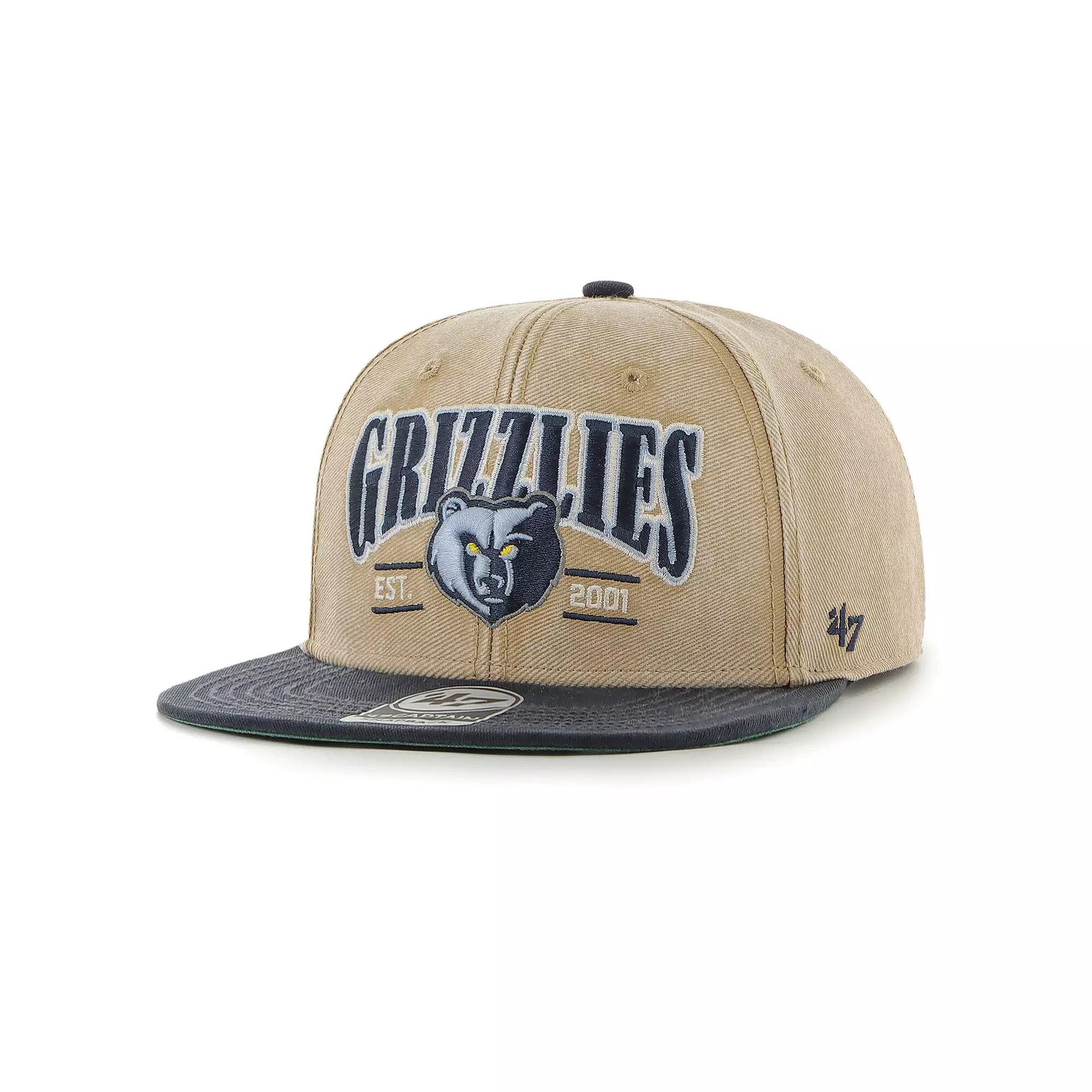 Men's '47 Khaki/Navy Memphis Grizzlies Chilmark Captain Snapback Hat, Grz Beig K Product Image
