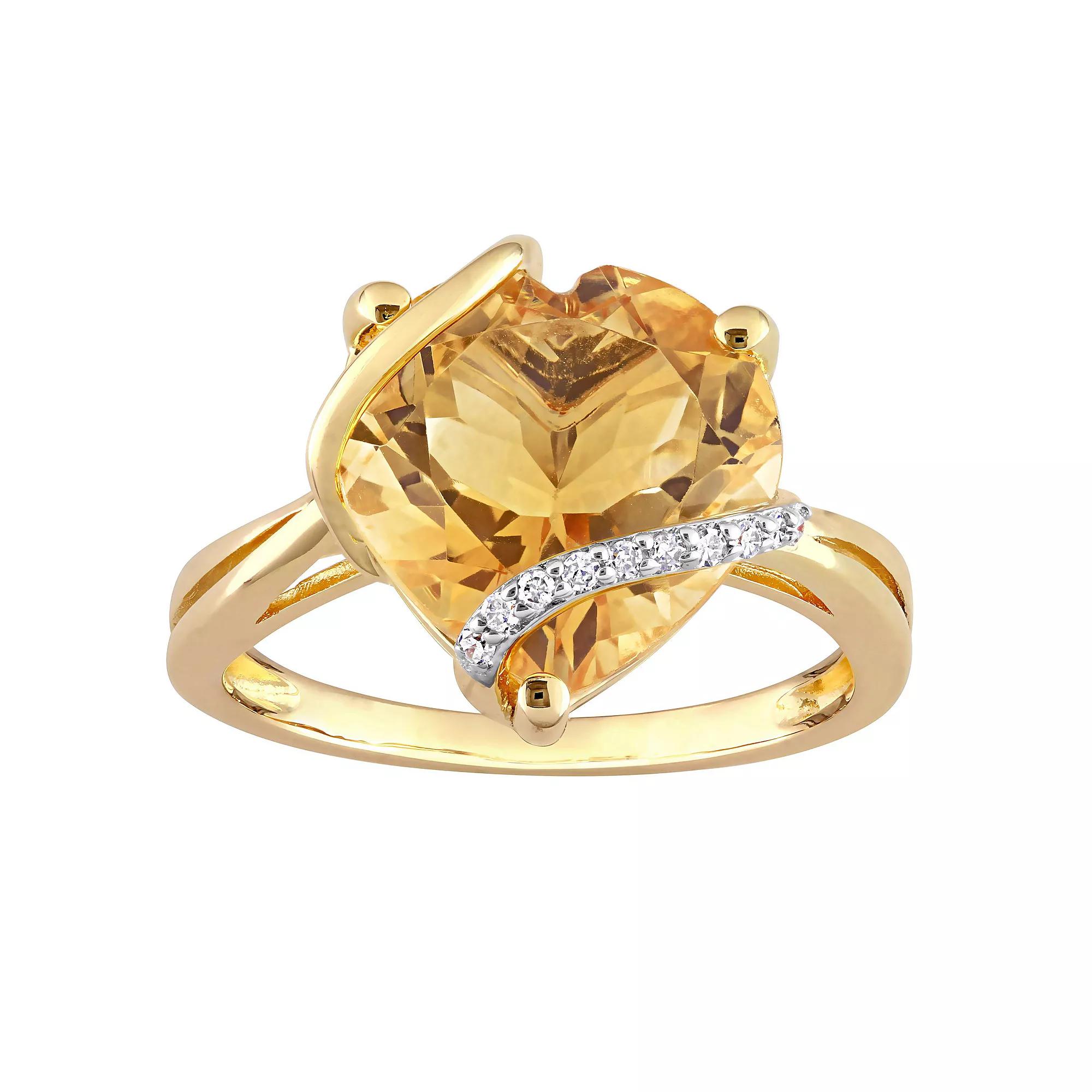 Stella Grace Citrine & Diamond Accent Heart Wrapped Ring, Women's, Size: 7, Gold Tone Product Image