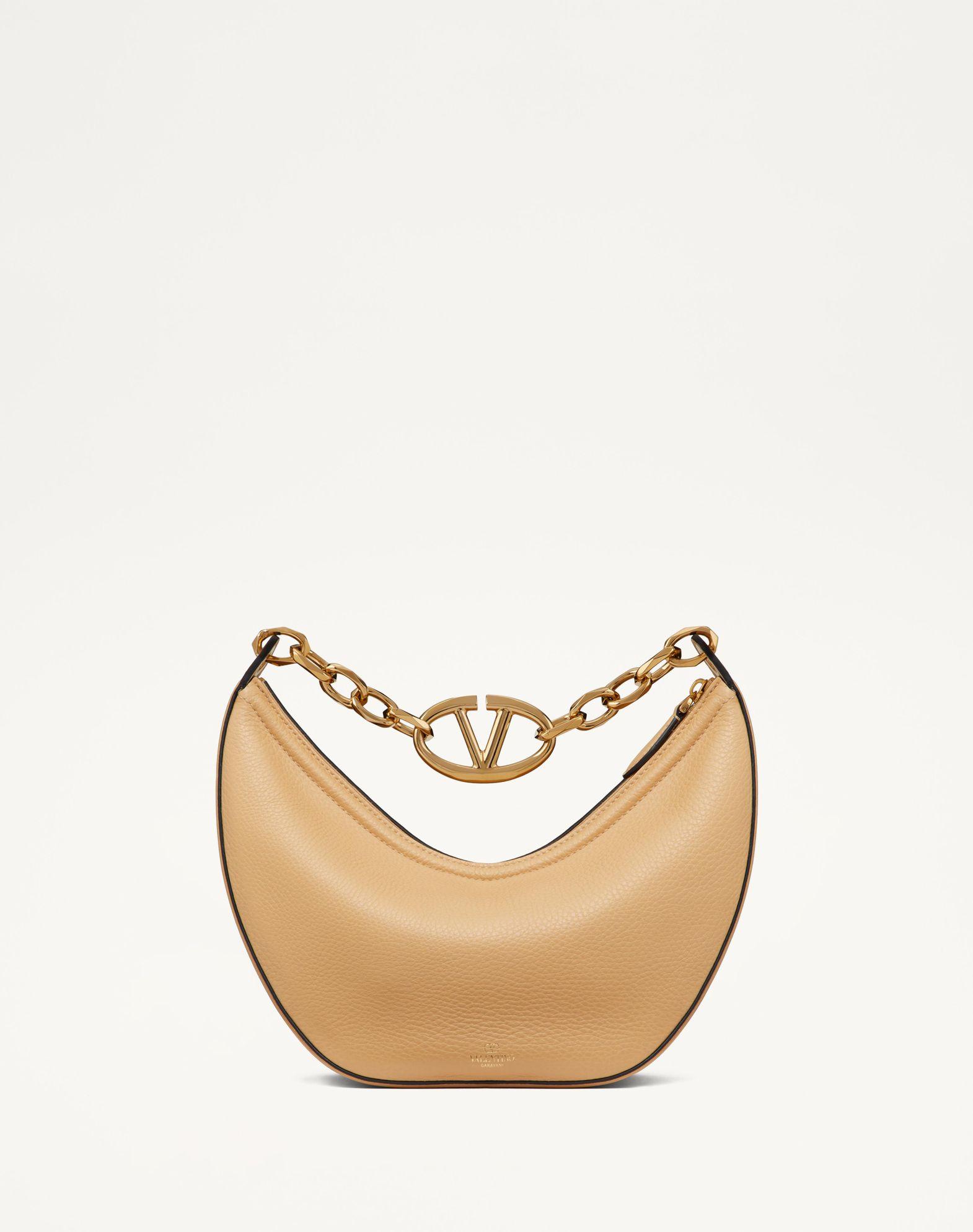 Small Vlogo Moon Hobo Bag In Grainy Calfskin With Chain Product Image