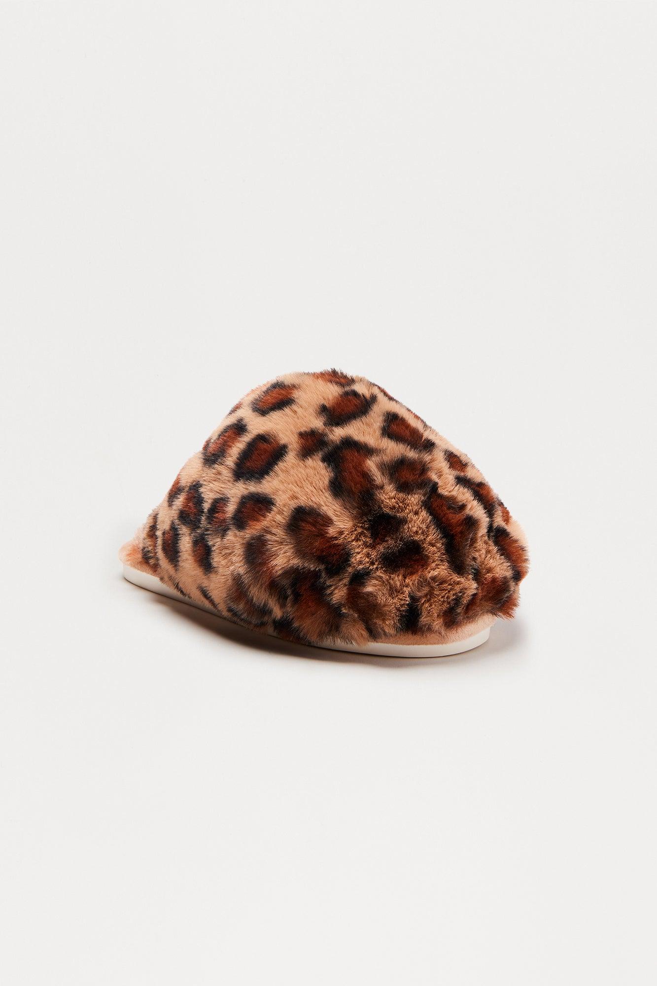 Fluff Faux Fur Slippers - Leopard Female Product Image