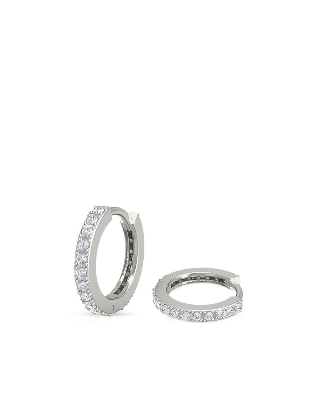 14kt white gold diamond huggie earrings Product Image