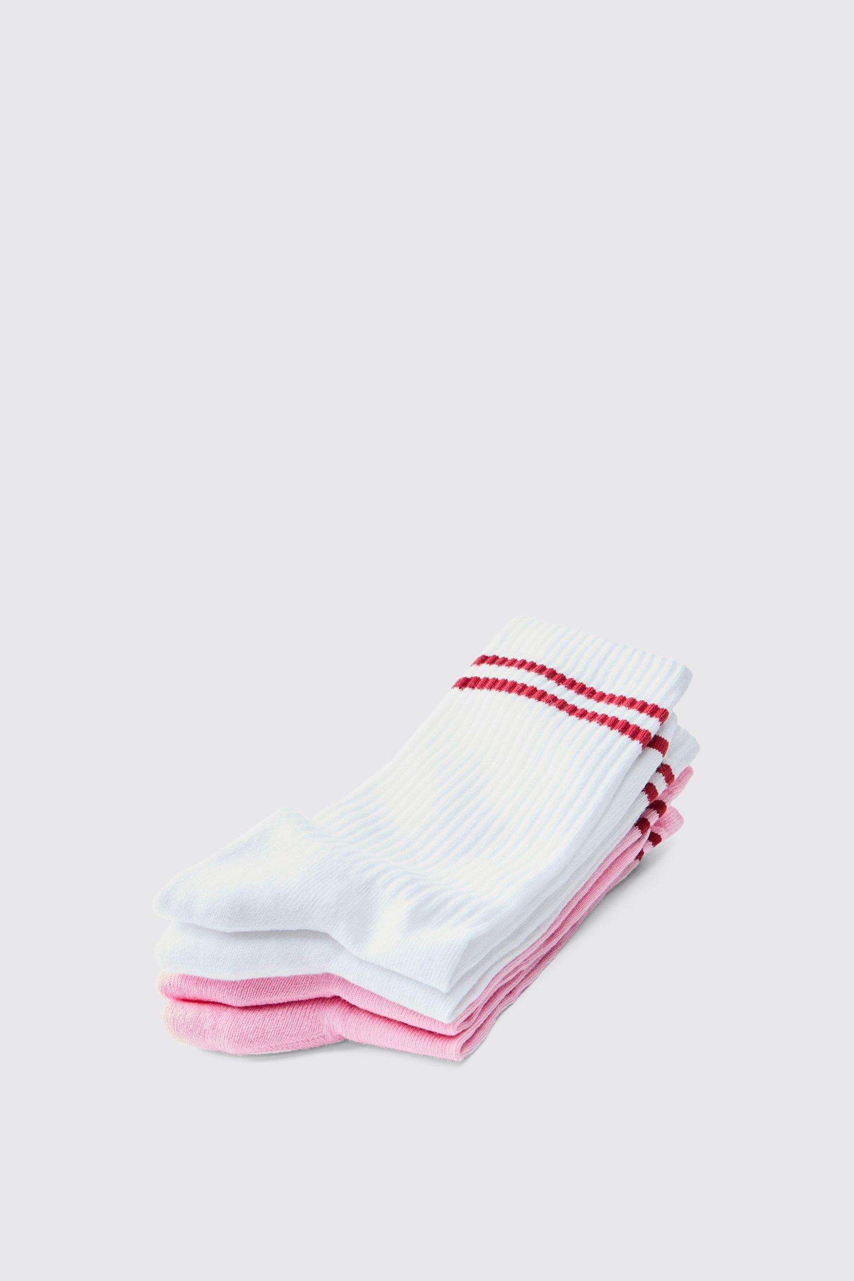 2 Pack Official MAN Highbuild Print Stripe Sport Sock | boohooMAN USA Product Image