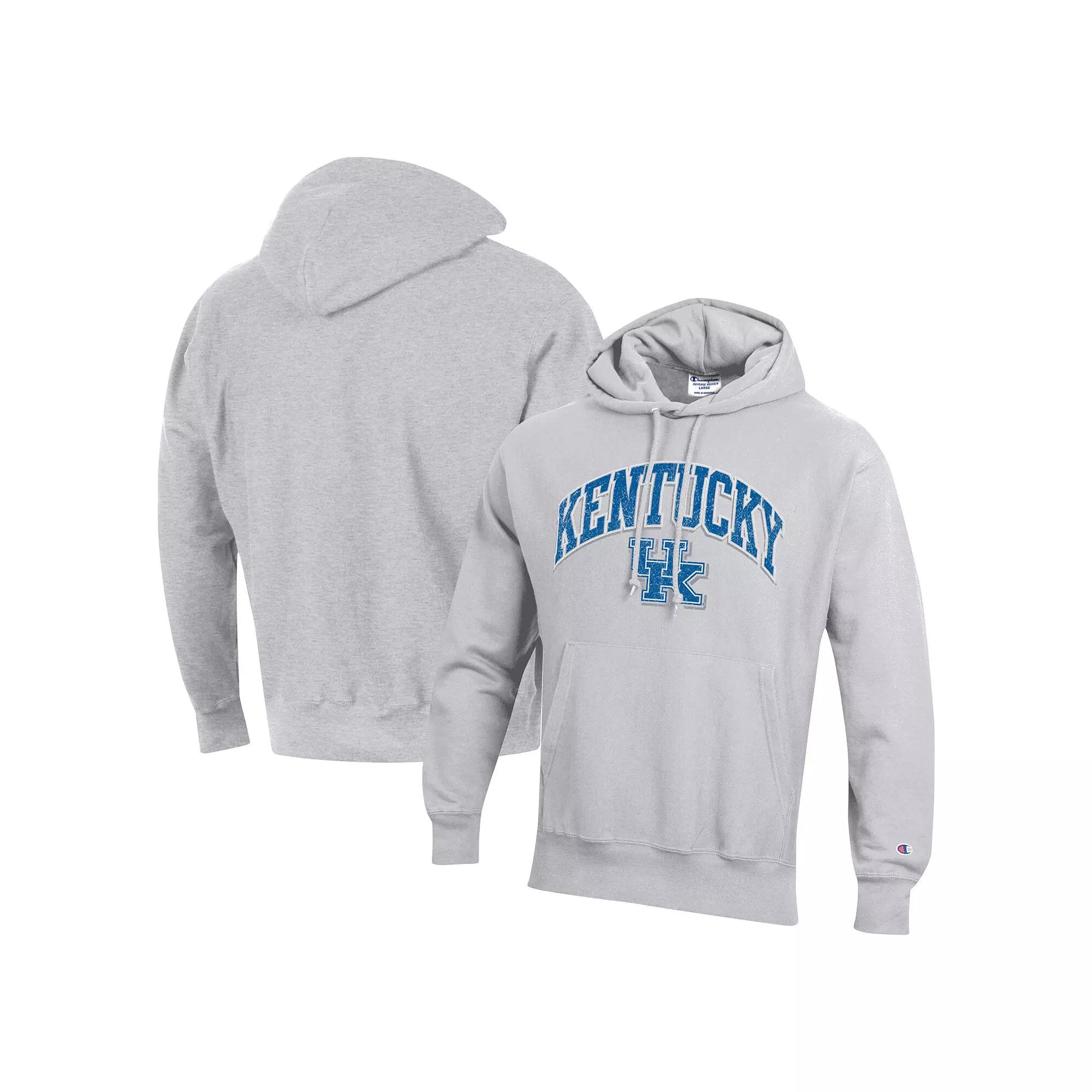 Men's Champion Heather Gray Kentucky Wildcats Vault Late Night Reverse Weave Pullover Hoodie,  Product Image