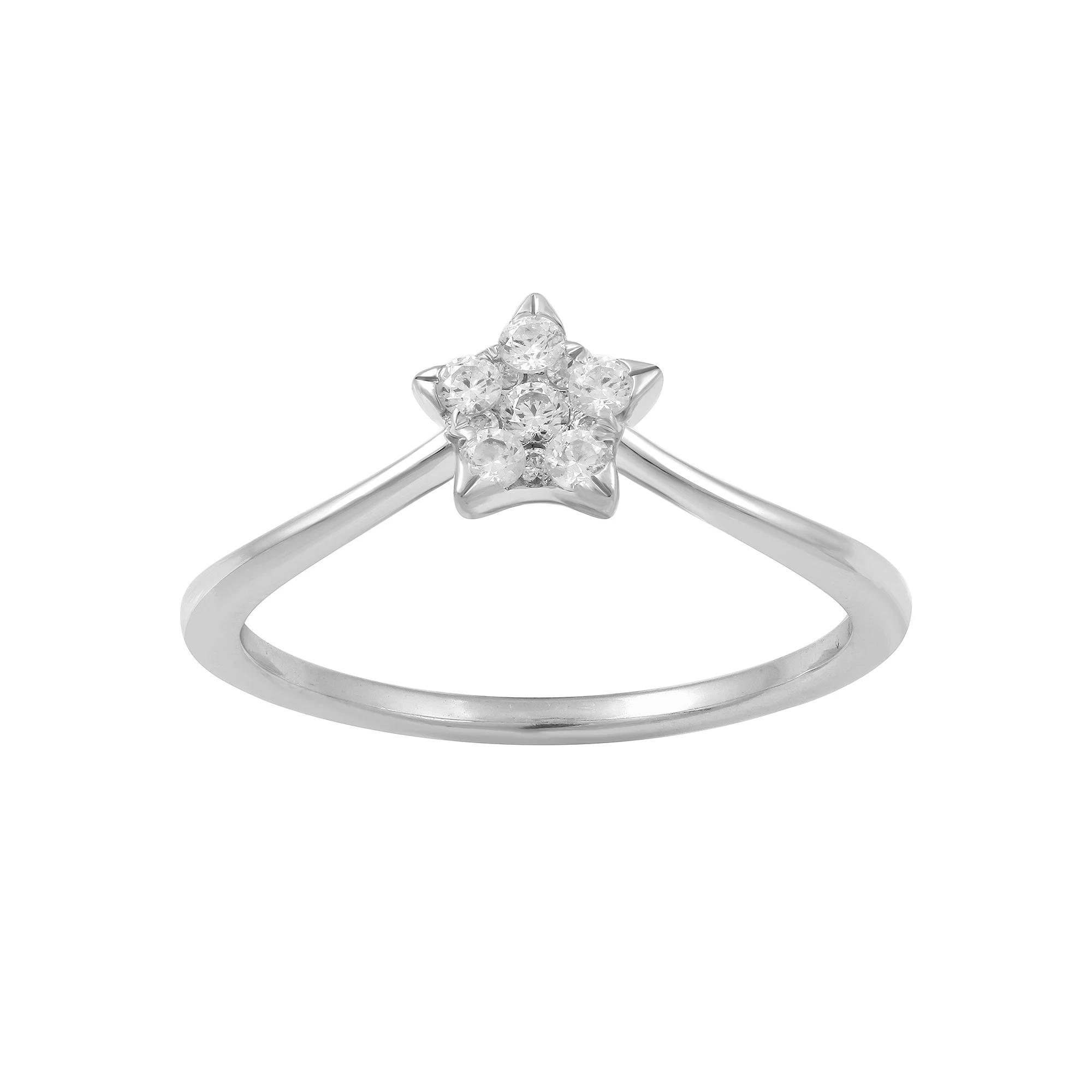 Royal Aura Sterling Silver 1/5 Carat T.W. Diamond Star Ring, Women's Product Image
