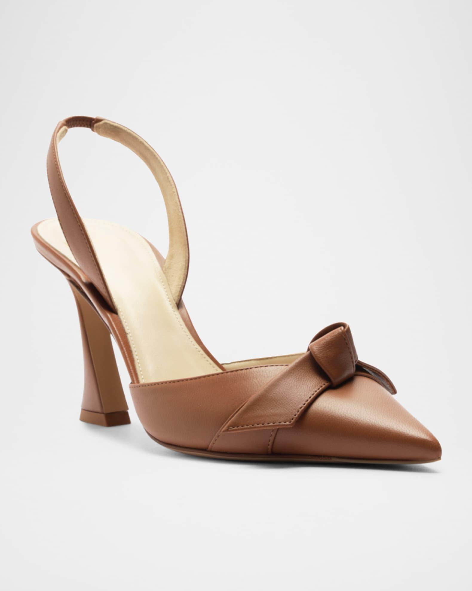 Clarita Bell Leather Bow Slingback Pumps Product Image