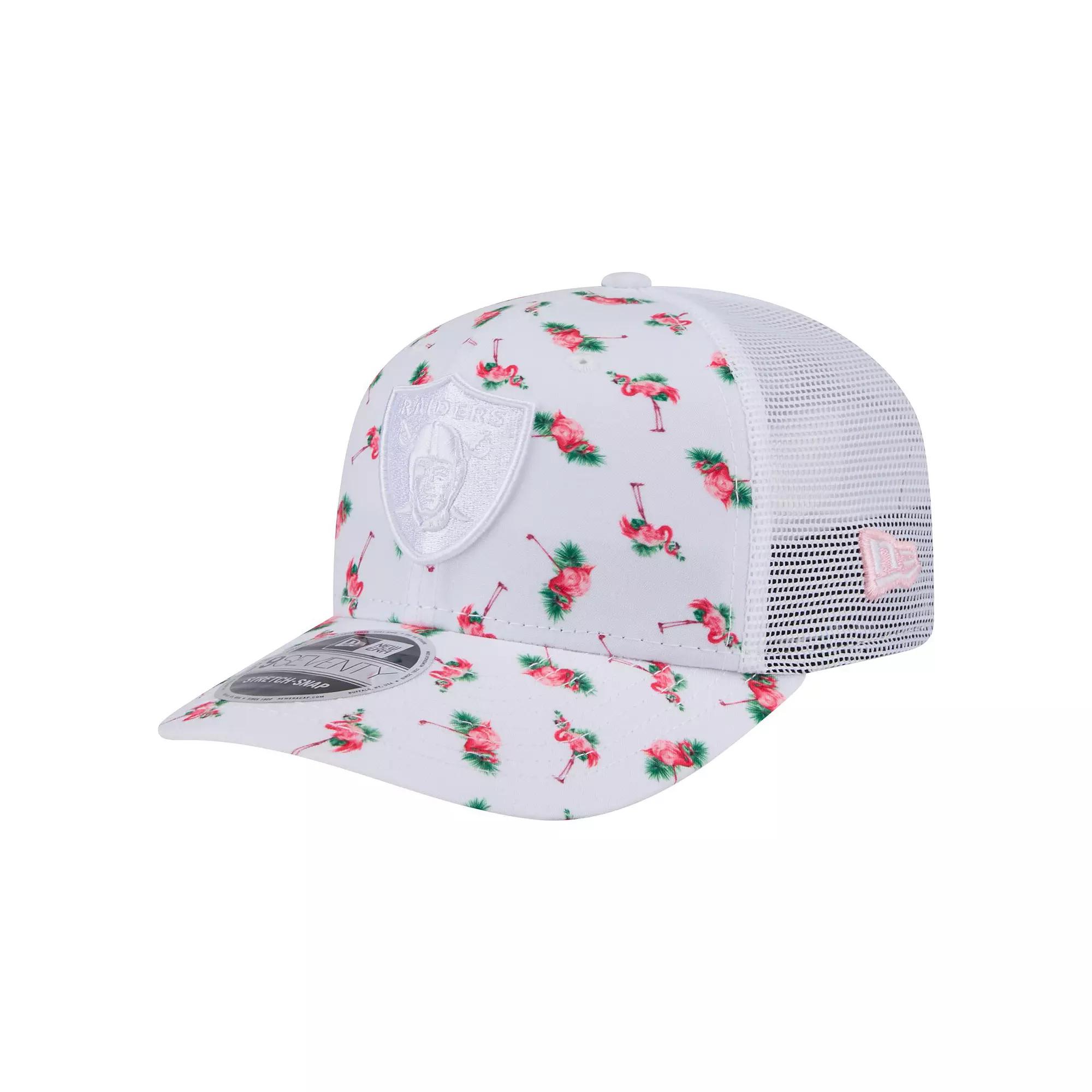 Men's New Era White Las Vegas Raiders Adventure Flamingo Pattern 9SEVENTY Stretch-Snap Hat, Lvr White Product Image