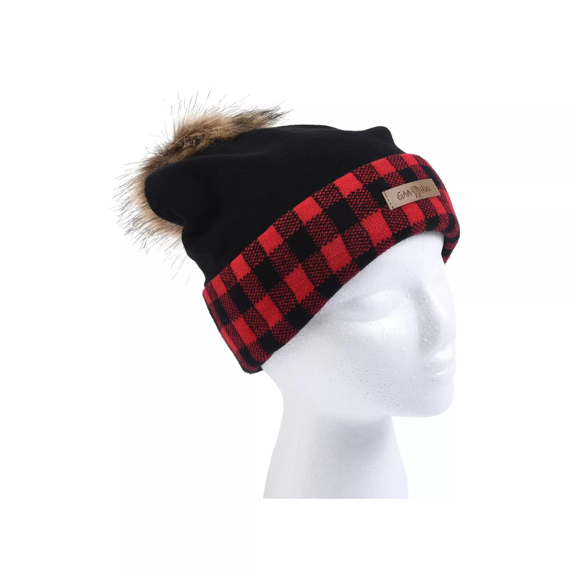 Women's GaaHuu Super Soft Cuff Cap, Black Buffalo Check Product Image