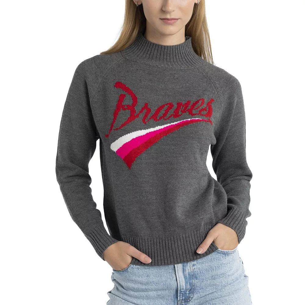 Women's Lusso Gray Atlanta Braves Serena Raglan Pullover Sweater,  Product Image