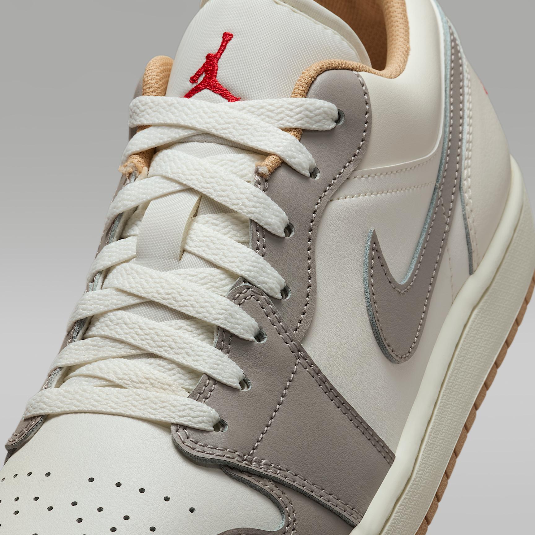 Jordan Mens Jordan AJ 1 Low - Mens Shoes Sail/Fire Red/College Grey Product Image