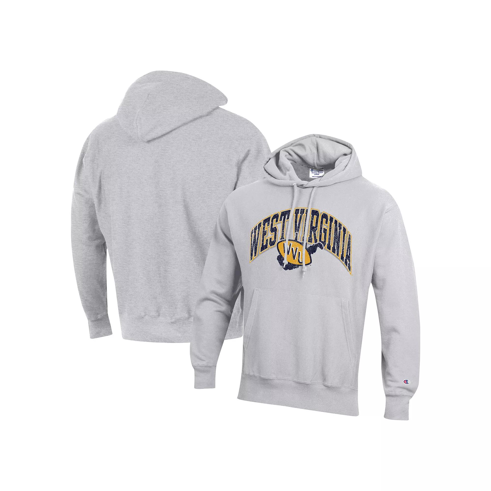 Men's Champion Heather Gray West Virginia Mountaineers Vault Late Night Reverse Weave Pullover Hoodie, Size: Medium, Grey Product Image
