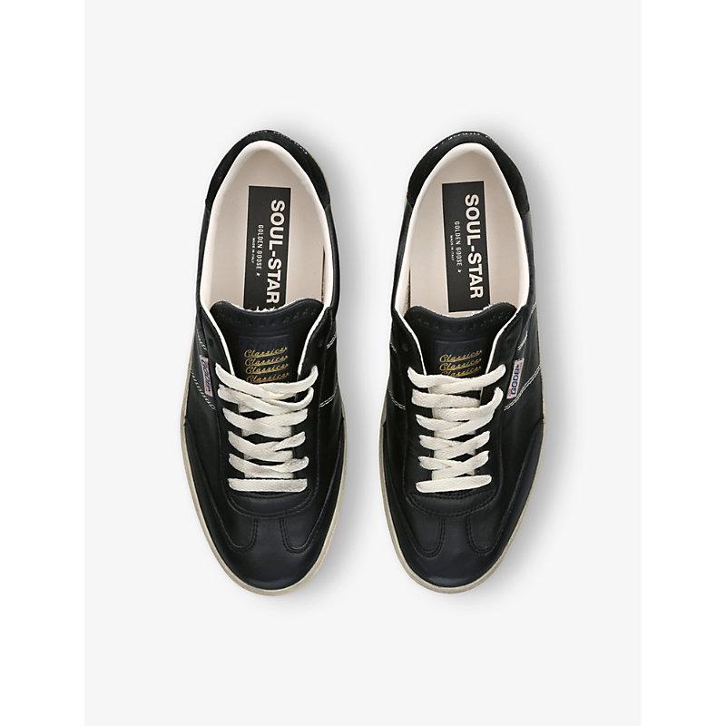 GOLDEN GOOSE Deluxe Brand Vintage-inspired Black Leather Sneakers With Contrasting White Laces Product Image