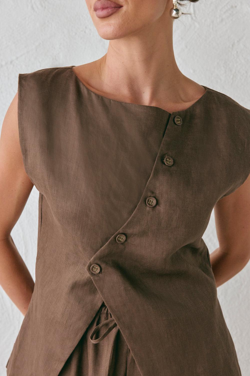 Raya Linen Pants Chocolate Product Image