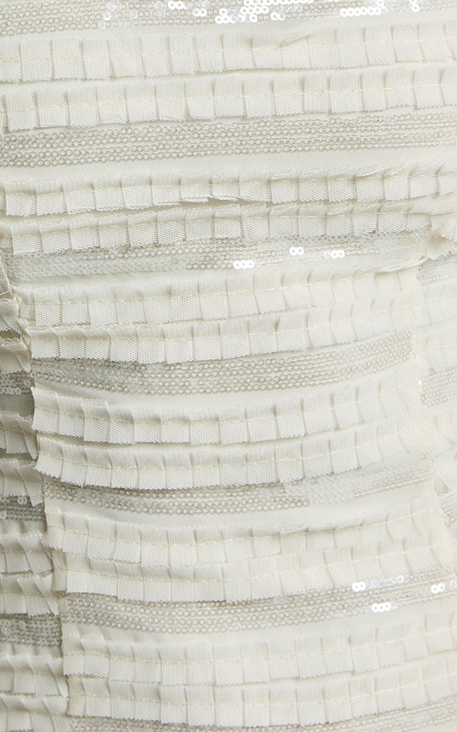 Zahra Mini Dress - Strapless Sequin Slip Dress in Cream Product Image