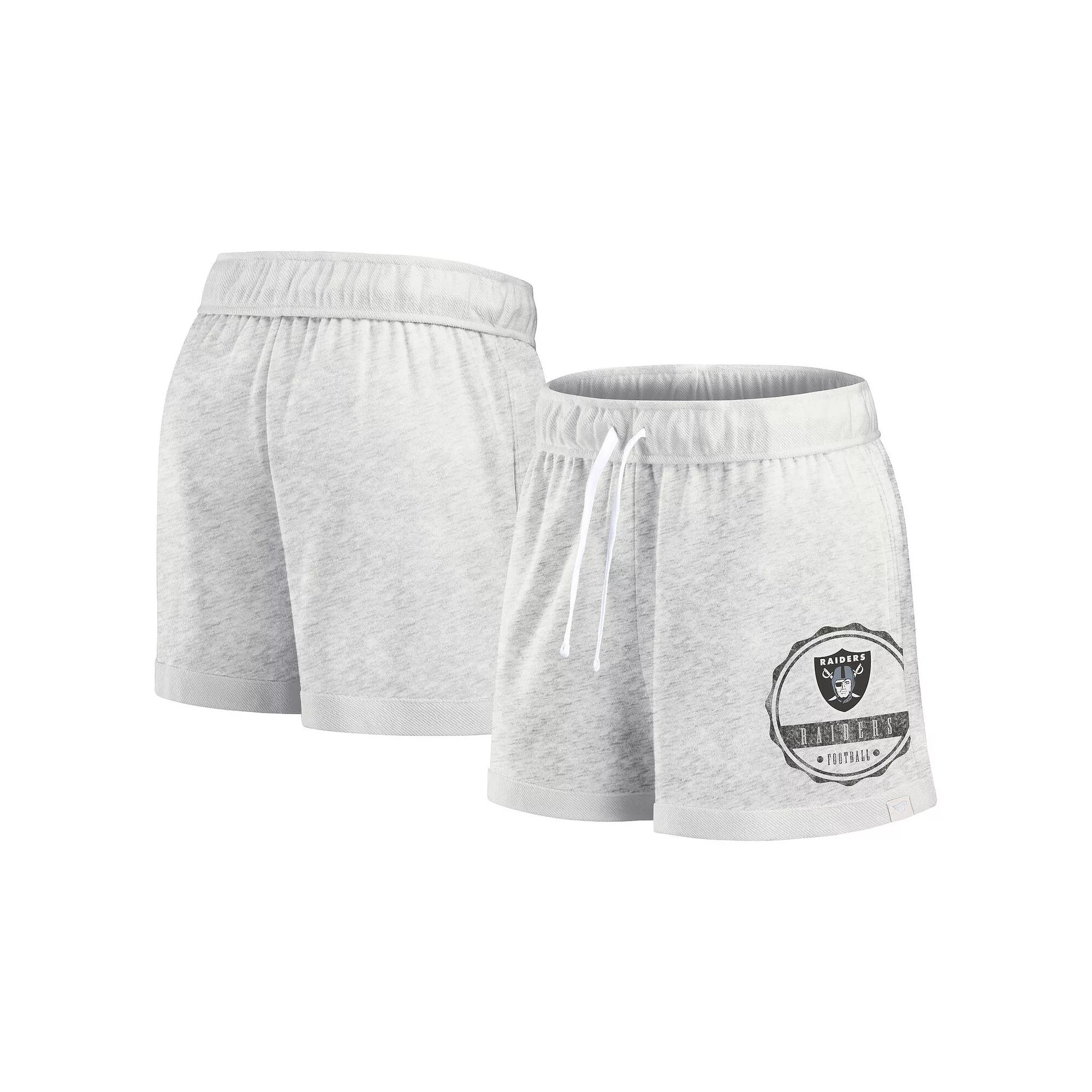 Women's Fanatics Branded Oatmeal Las Vegas Raiders Vintage Badge Shorts,  Product Image