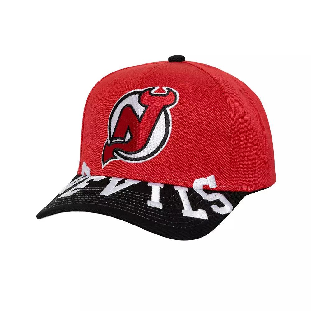 Men's Mitchell & Ness Red/Black New Jersey Devils Underarch Two-Tone Pro Crown Snapback Hat, Nhl Red Product Image