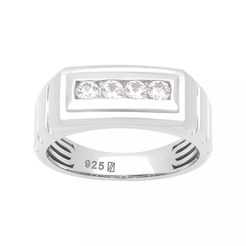 AXL Men's Sterling Silver 5/8 Carat T.W. Lab-Created White Sapphire Band, Size: 13 Product Image