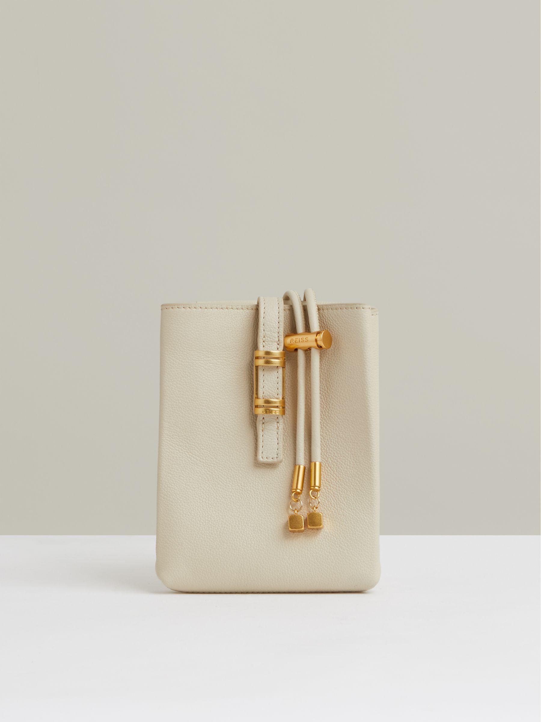 Leather Phone Holder in Off White Product Image