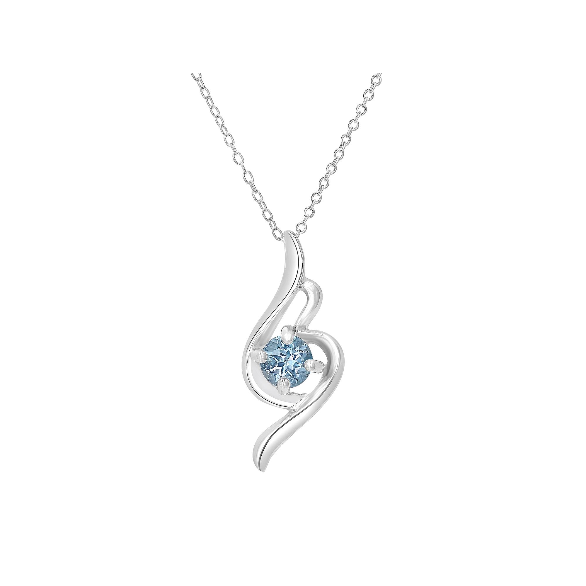 Gemistry Sterling Silver Stone Swirl Pendant Necklace, Women's, Size: 18-20" ADJ, Blue Topaz Product Image