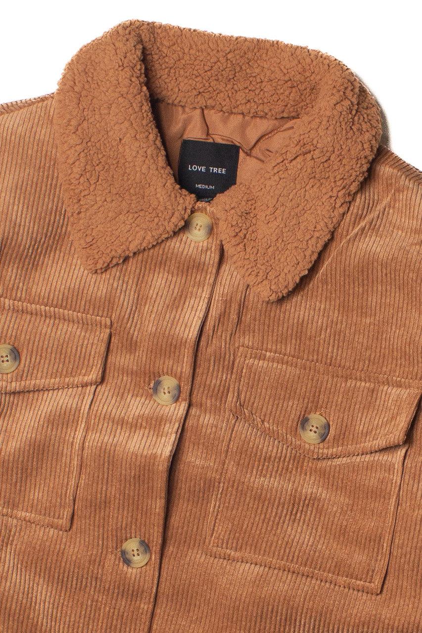 Sherpa Trim Corduroy Shacket Product Image
