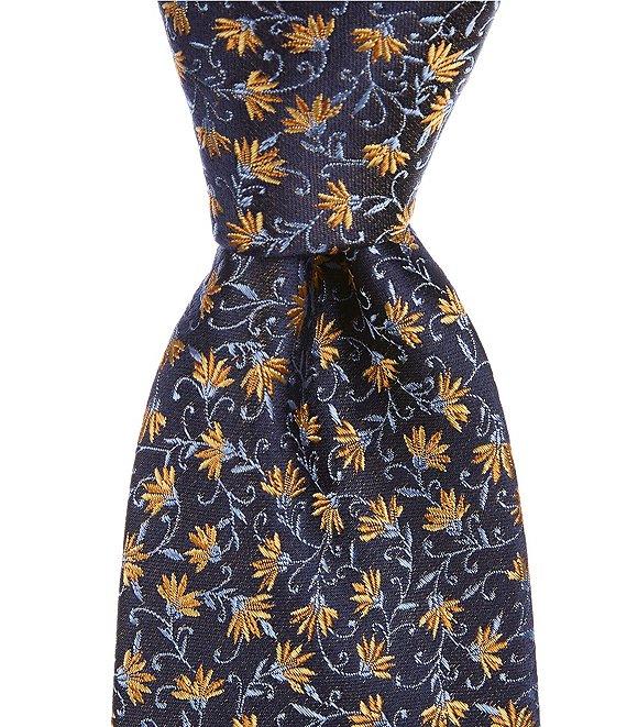 Roundtree & Yorke Micro Flowers 3 1/8#double; Woven Silk Tie Product Image