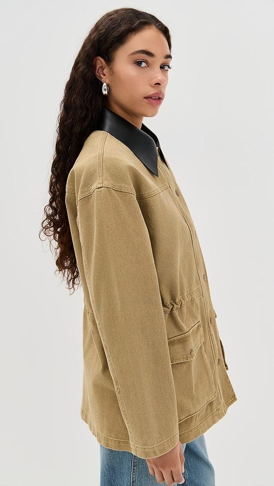 Pixie Market Faux Leather Collar Barn Jacket | Shopbop Product Image