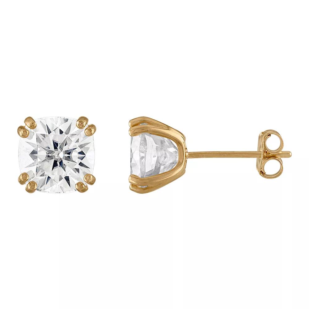 White Lotus 10k Gold 3 Carat T.W. Lab-Created Moissanite Prong Stud Earrings, Womens Product Image