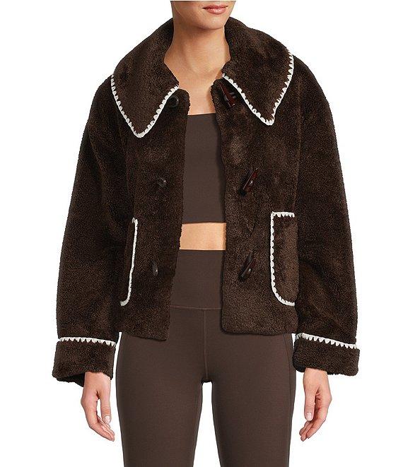 Antonio Melani Collared Long Sleeve Contrast Stitching Shearling Teddy Jacket Product Image