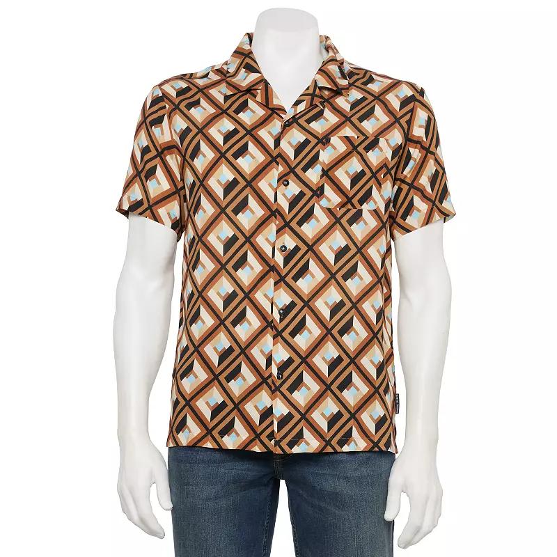 Men's Reverse Threads Men's Reverse Threads Dante Print Button Down-Shirt, Size: Medium, Brown Product Image
