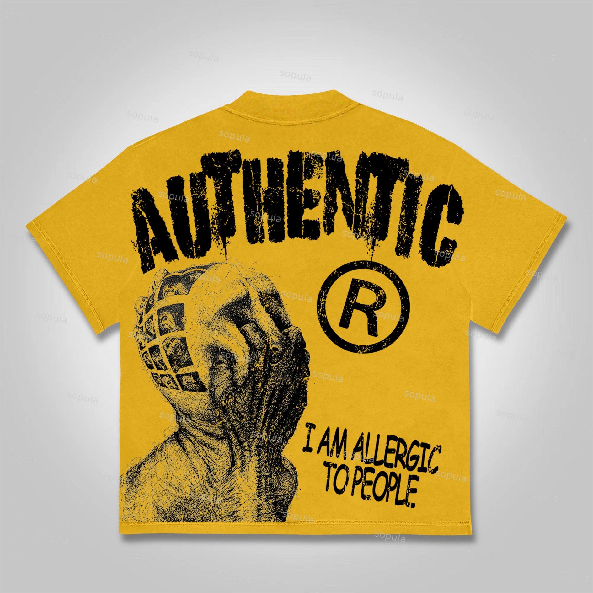Sopula Vintage I Am Allergic To People Graphics Print Cotton T-shirt Product Image