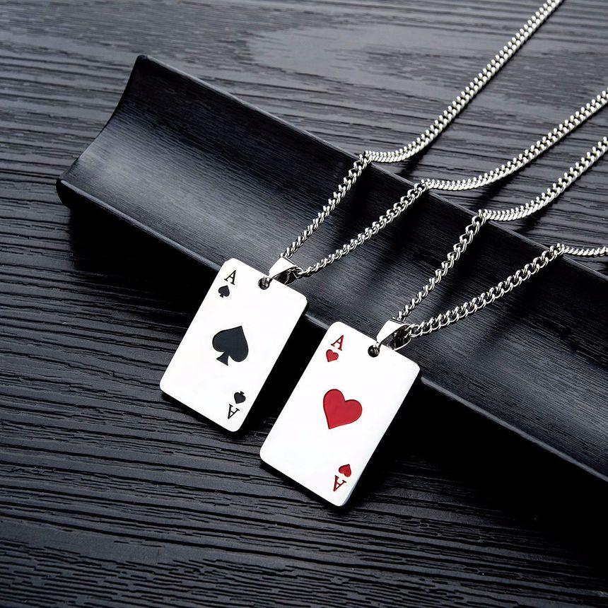 Stainless Steel Poker Card Pendant Necklace Product Image