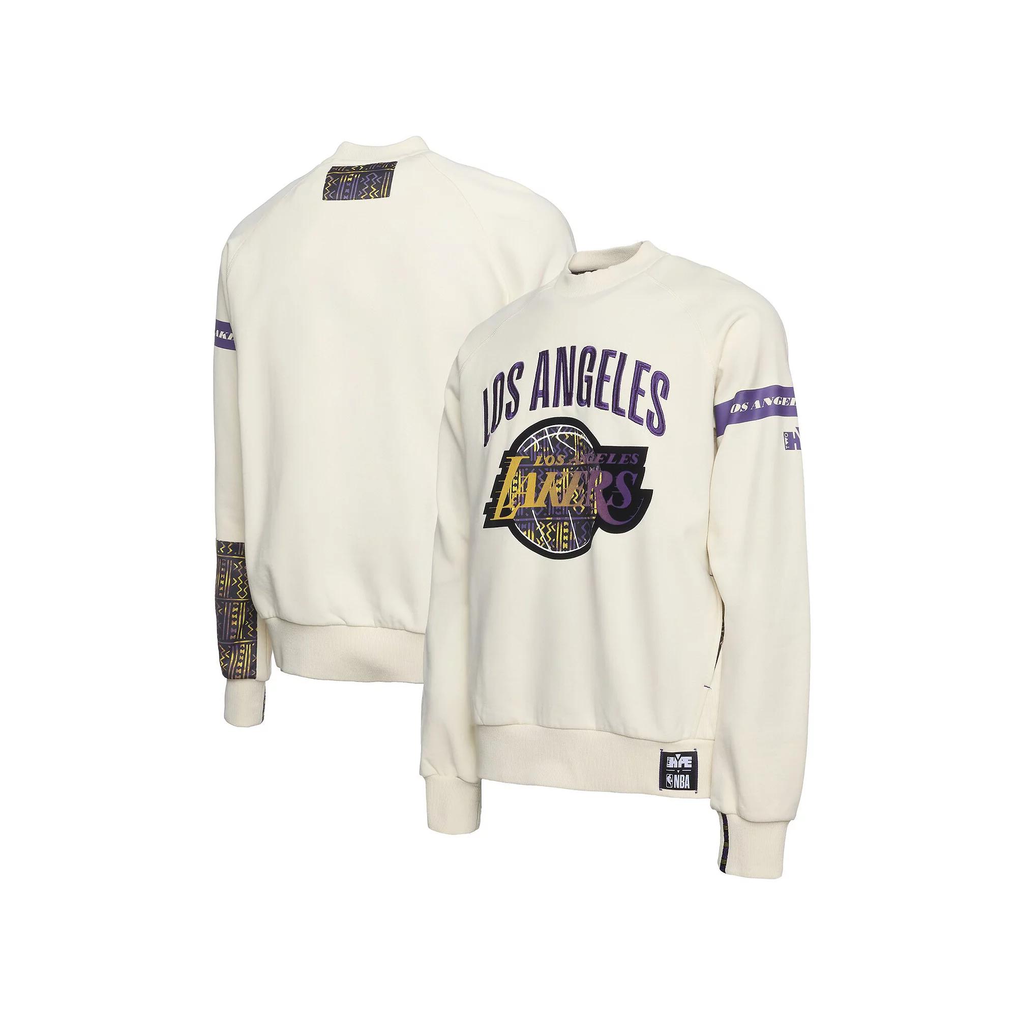 Men's NBA x Two Hype  Cream Los Angeles Lakers Culture & Hoops Collection Premium Pullover Sweatshirt, Size: Large, Beige Product Image