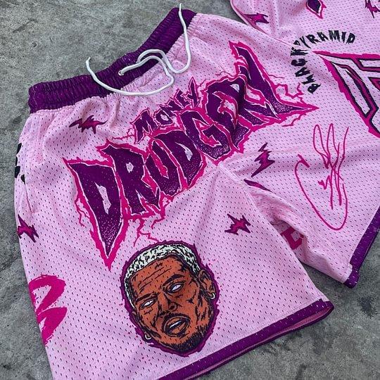 Sopula Vintage Casual Money Drudgery Graphics Mesh Shorts Product Image