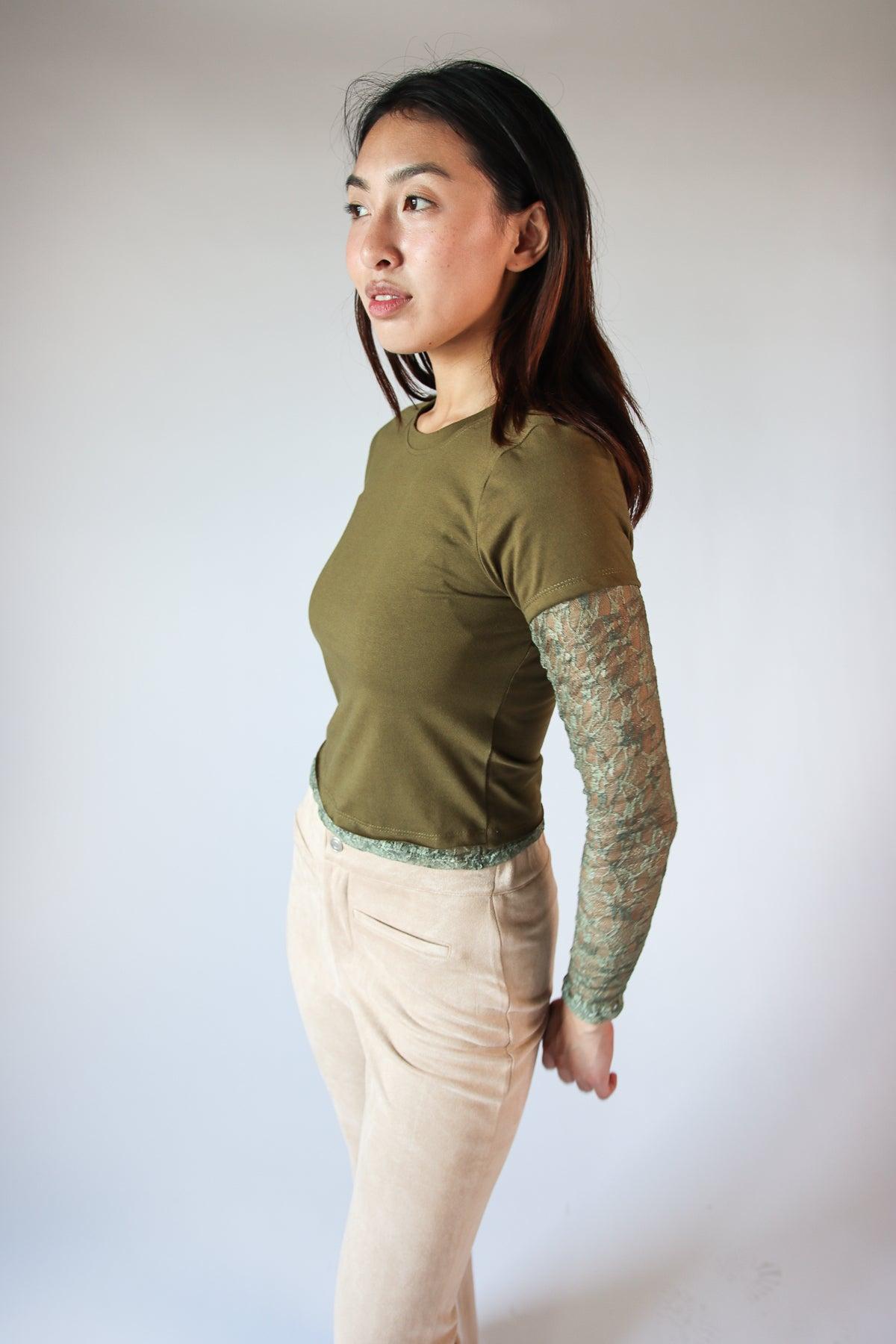 Layered Lace Long Sleeve Tee Product Image