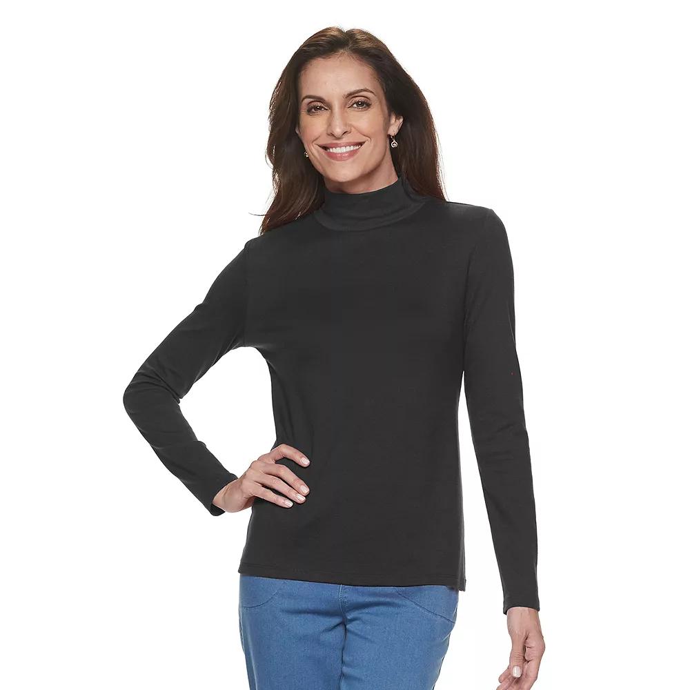 Petite Croft & Barrow® Long Sleeve Mockneck Top, Women's,  Product Image