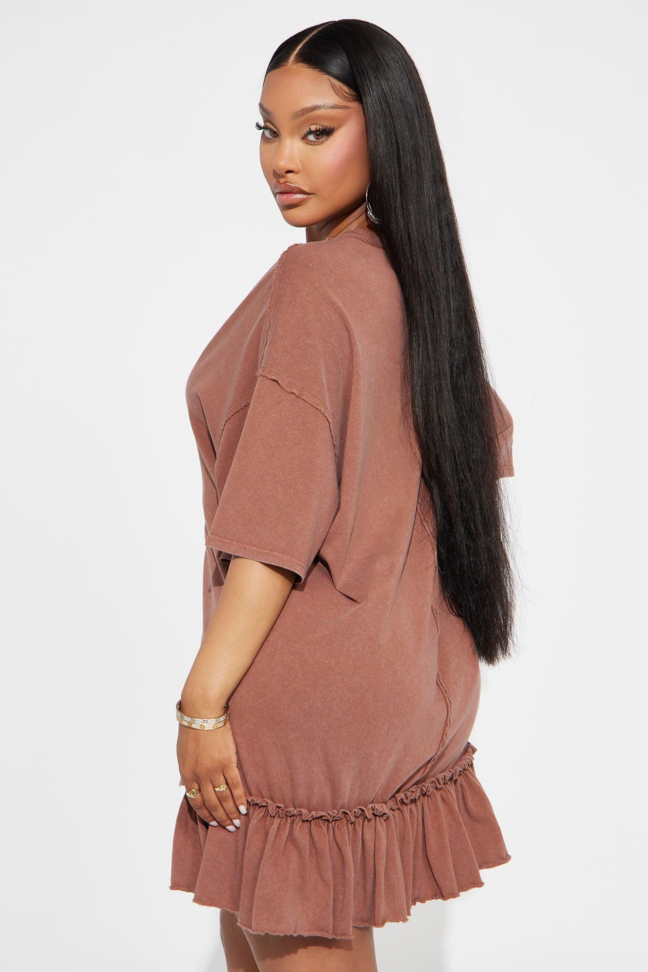 Zoya Cotton Blend Tshirt Mini Dress - Chocolate Product Image