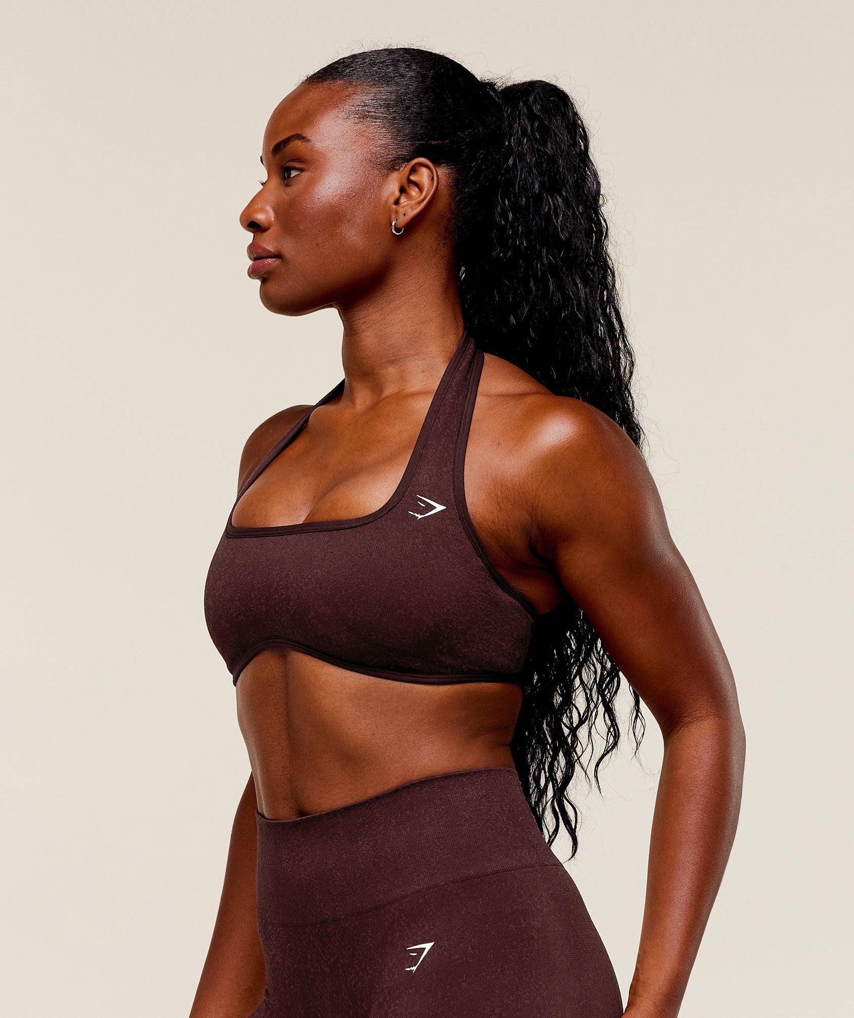 Gymshark Adapt Fleck x Whitney Halterneck Sports Bra - Cherry Purple/Rich Maroon Female Product Image
