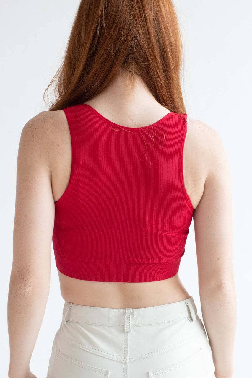 Red Seamless V Neck Bralette Product Image