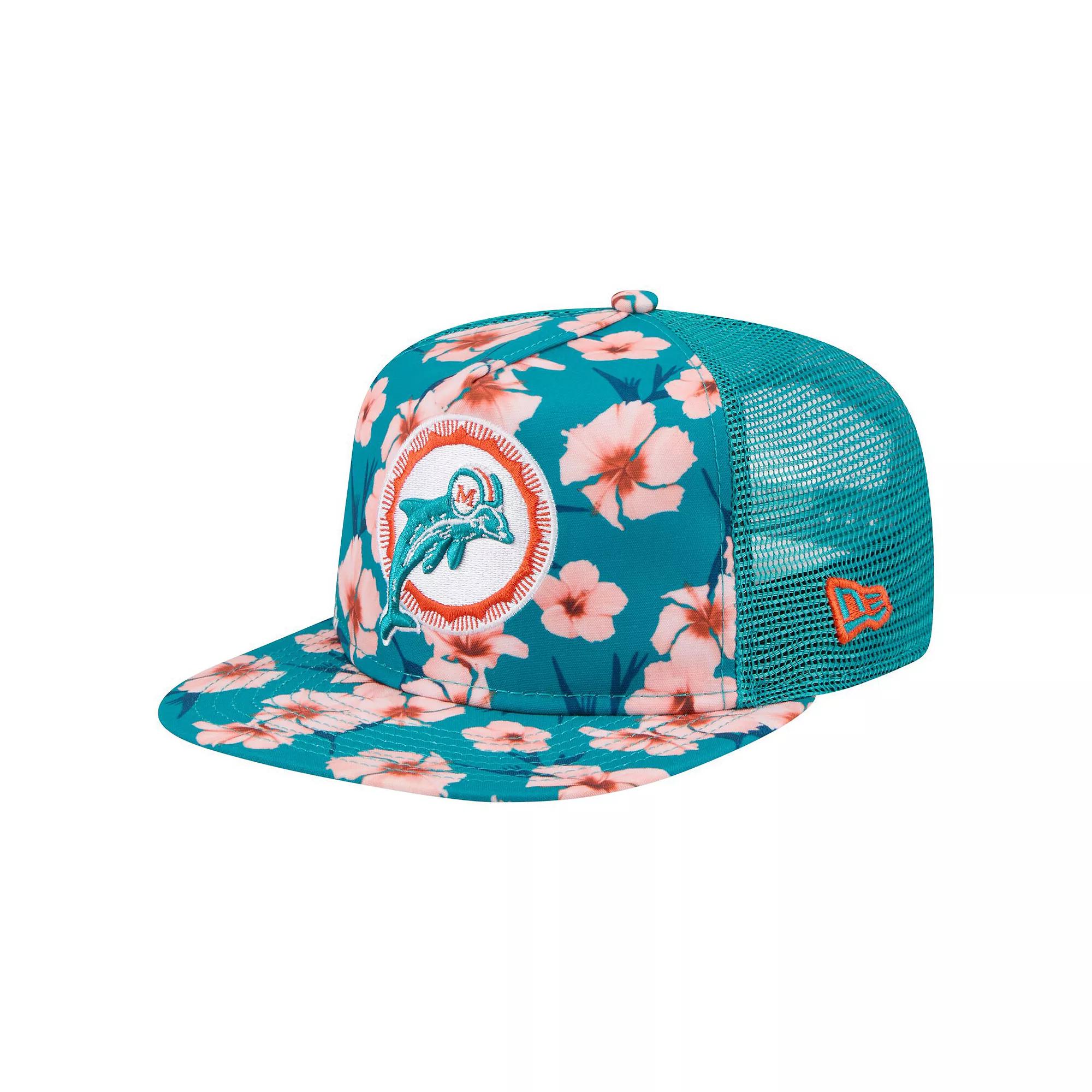 Mens New Era Aqua Miami Dolphins Adventure Pattern Golfer Snapback Hat, Turquoise A Product Image