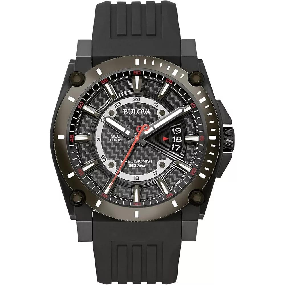 Bulova Men's Icon Black Stainless Steel Calendar Dial Black Silicone Strap Watch - 98B417,  Product Image