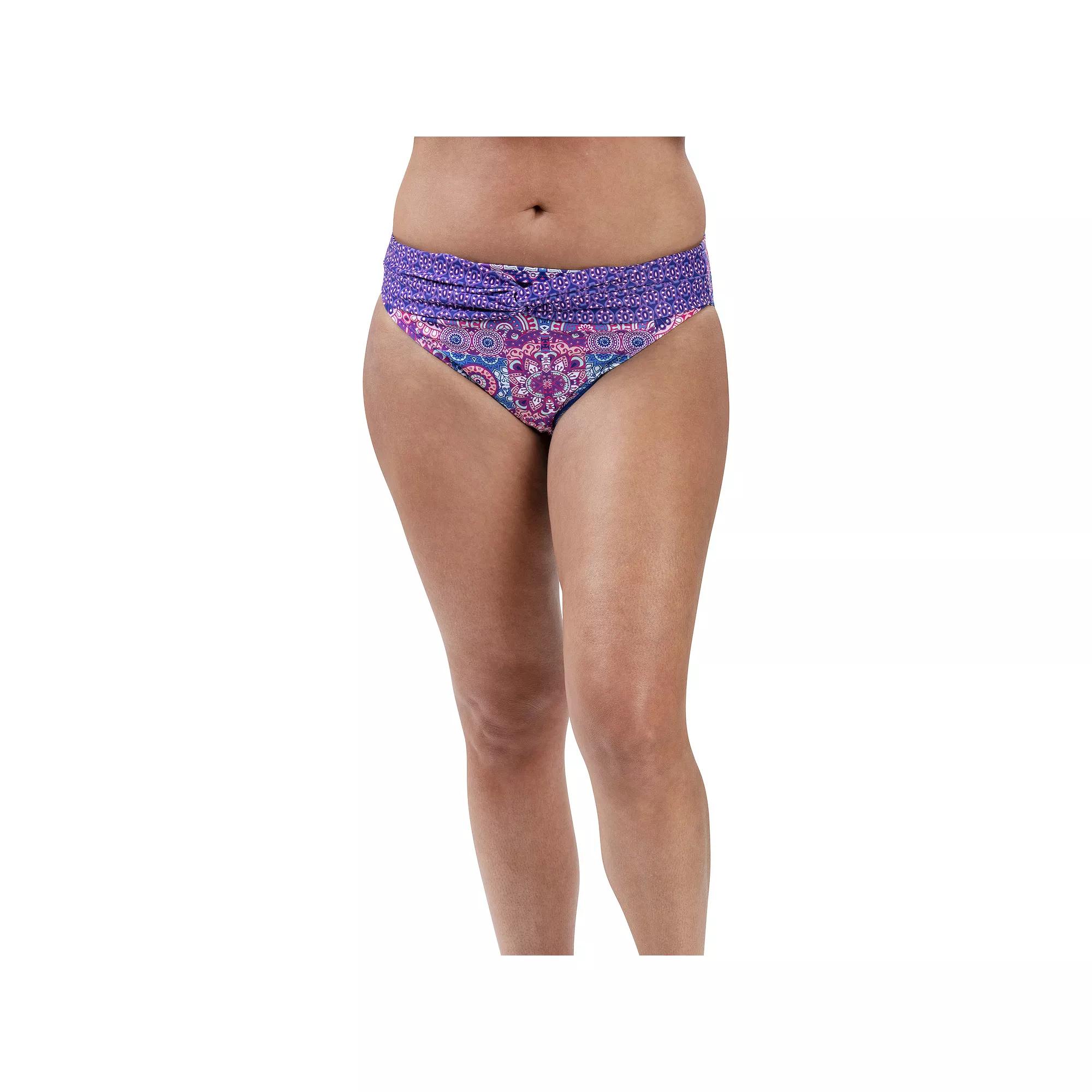 Women's Dolfin Aquashape UPF 50+ Print Twist-Front Swim Briefs, Size: Small, Patchwork Product Image