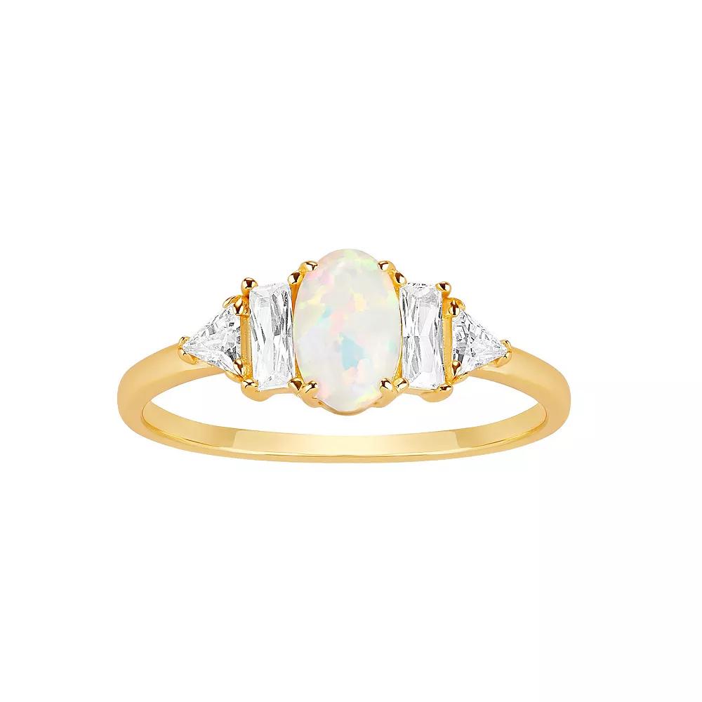 PRIMROSE Sterling Silver Cubic Zirconia & Opal Ring, Womens Product Image