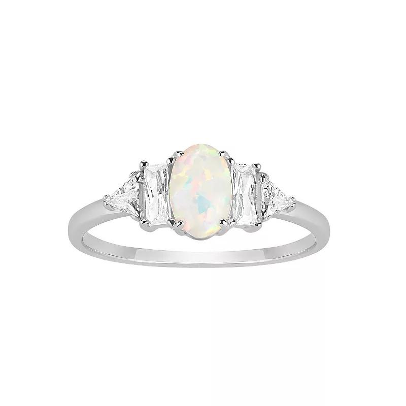PRIMROSE Sterling Silver Cubic Zirconia & Opal Ring, Womens Product Image