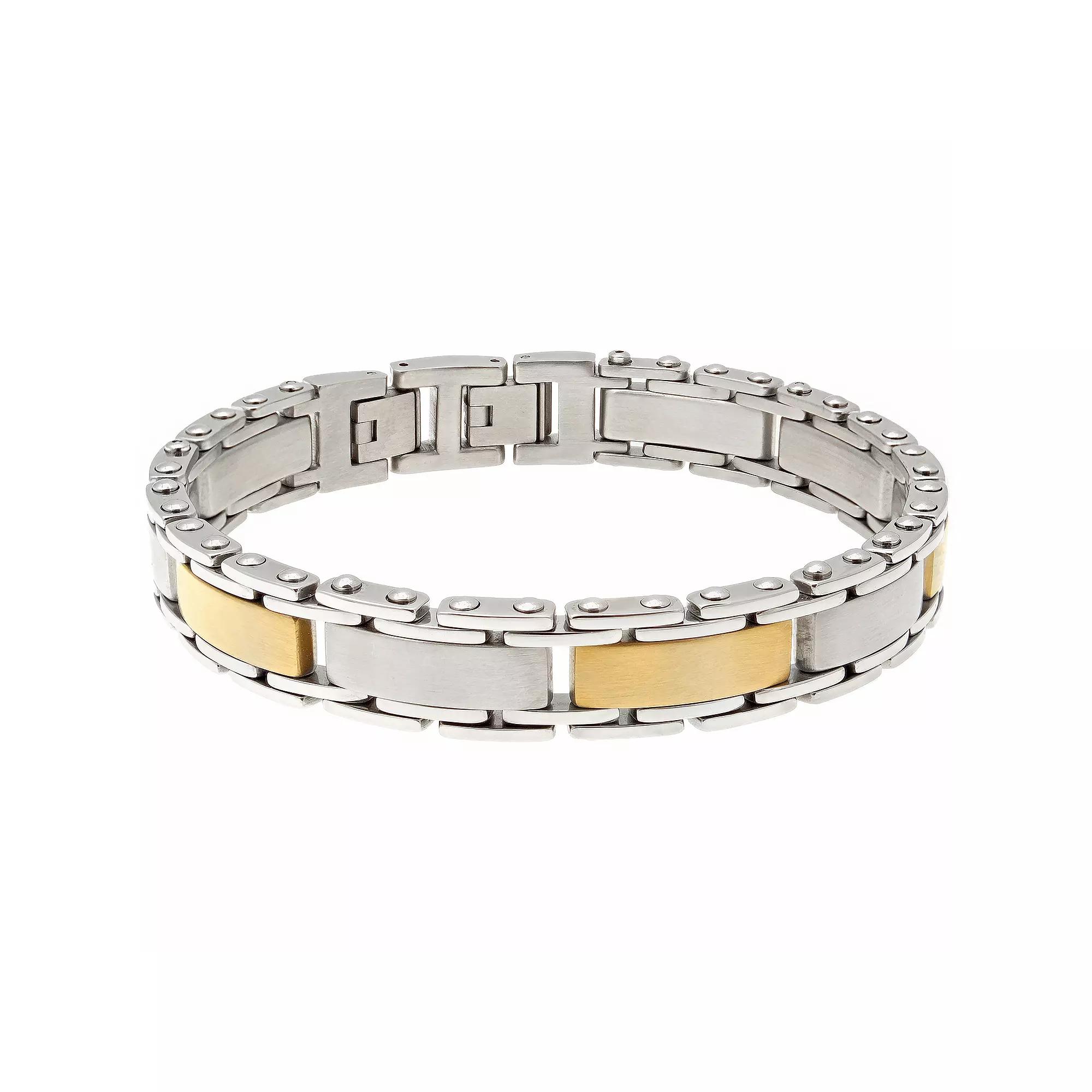 Men's LYNX Two Tone Stainless Steel Link Bracelet, Size: 8.5" Product Image