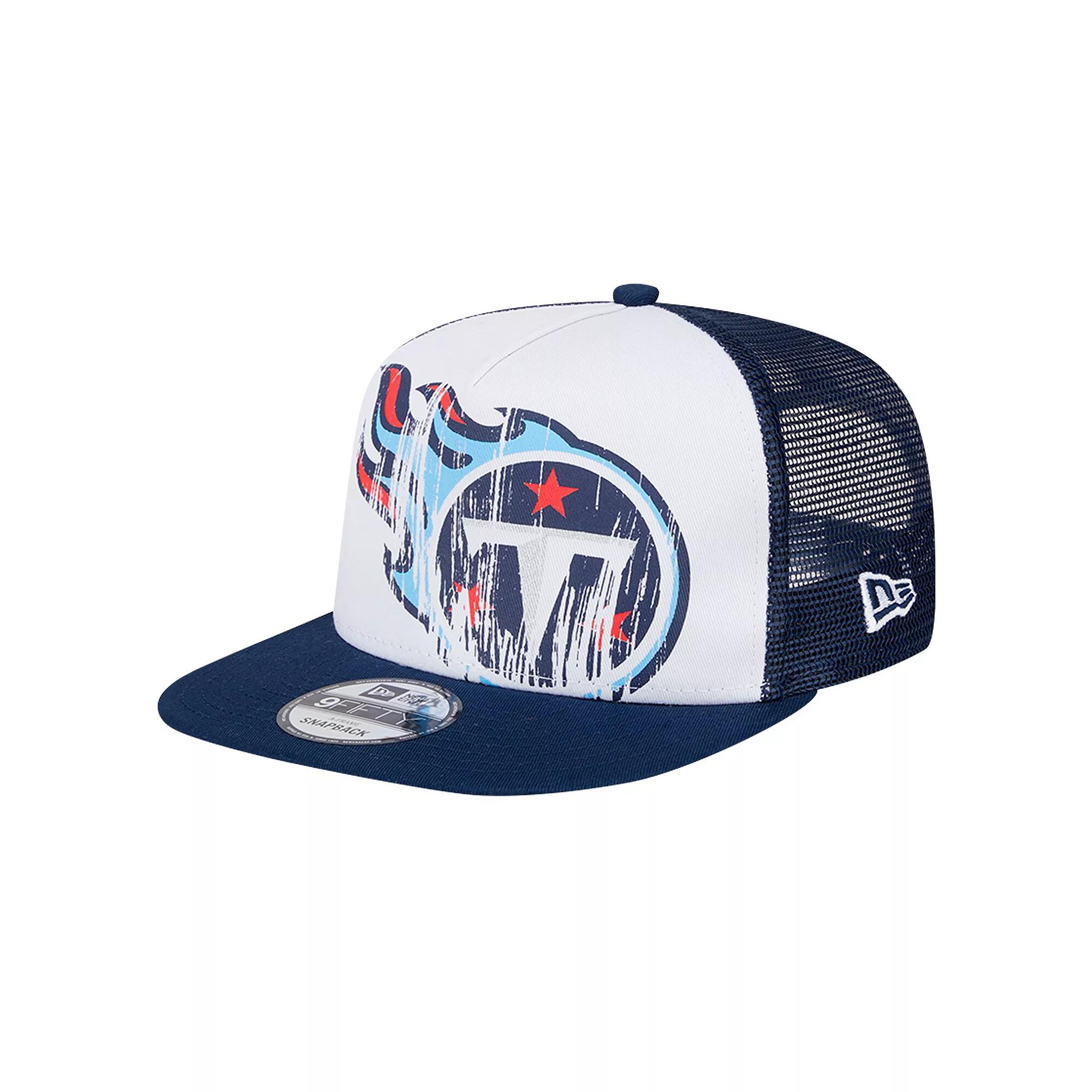 Men's New Era White/Navy Tennessee Titans Distressed 9FIFTY A-Frame Snapback Hat Product Image
