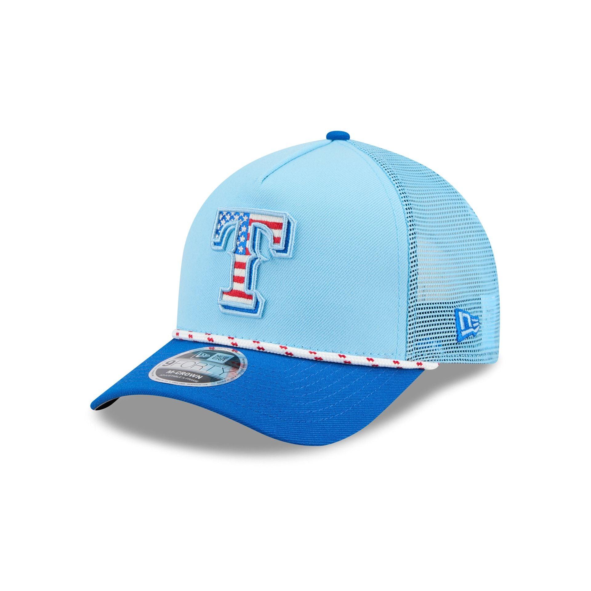 Texas Rangers Independence Day 2025 9FORTY M-Crown A-Frame Trucker Hat Male Product Image