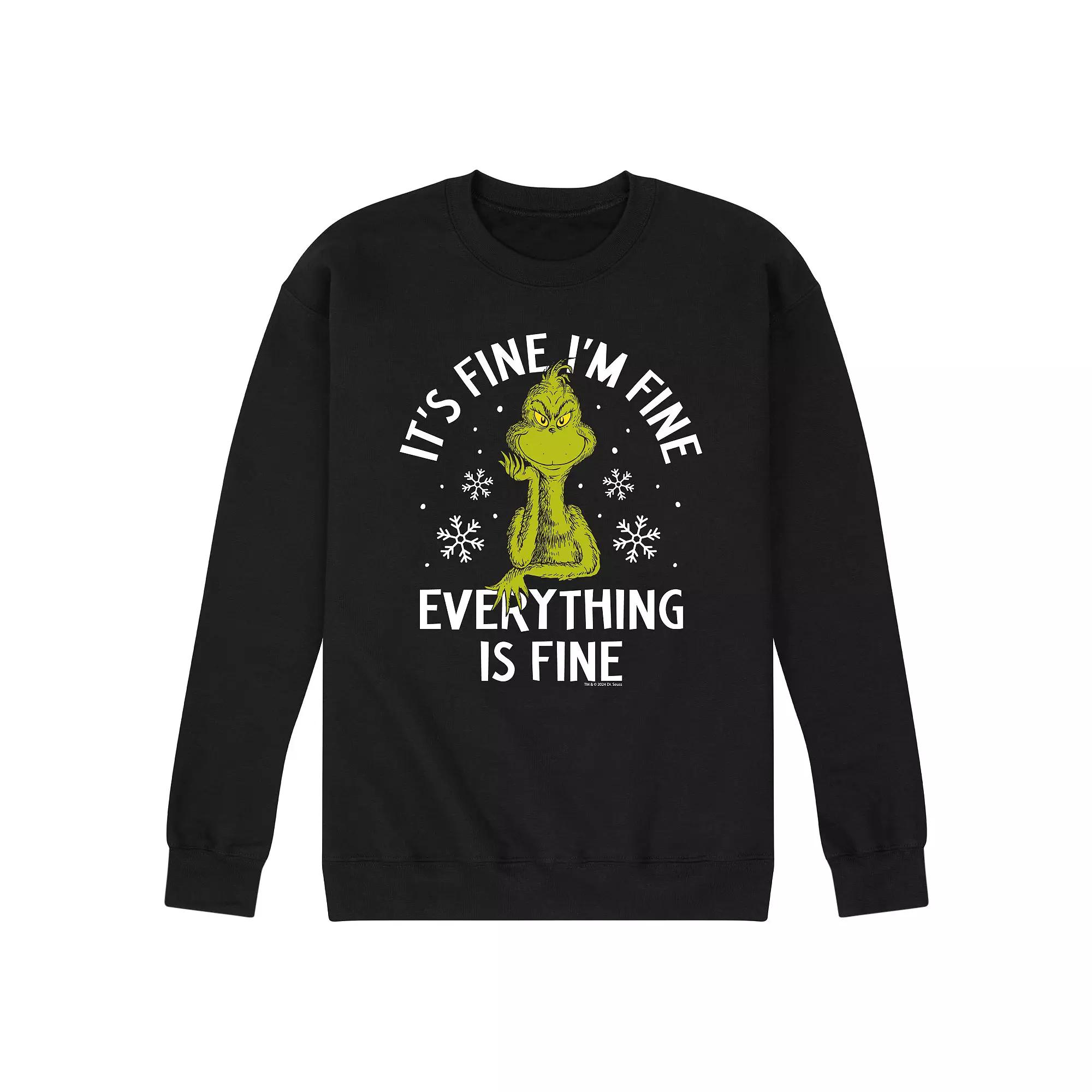 Men's Dr. Seuss I'm Fine Grinch Fleece Sweatshirt,  Product Image