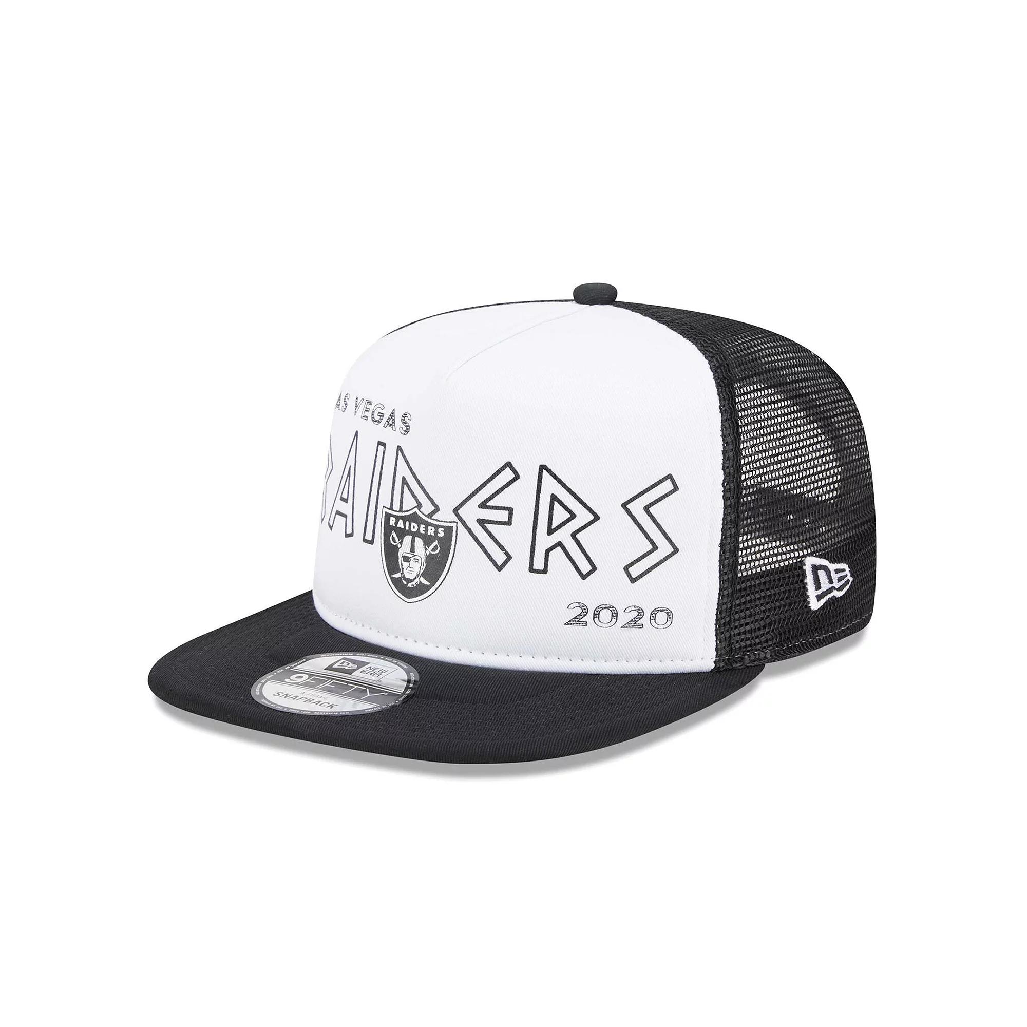 Men's New Era White/Black Las Vegas Raiders Banger 9FIFTY Trucker Snapback Hat, Lvr White Product Image