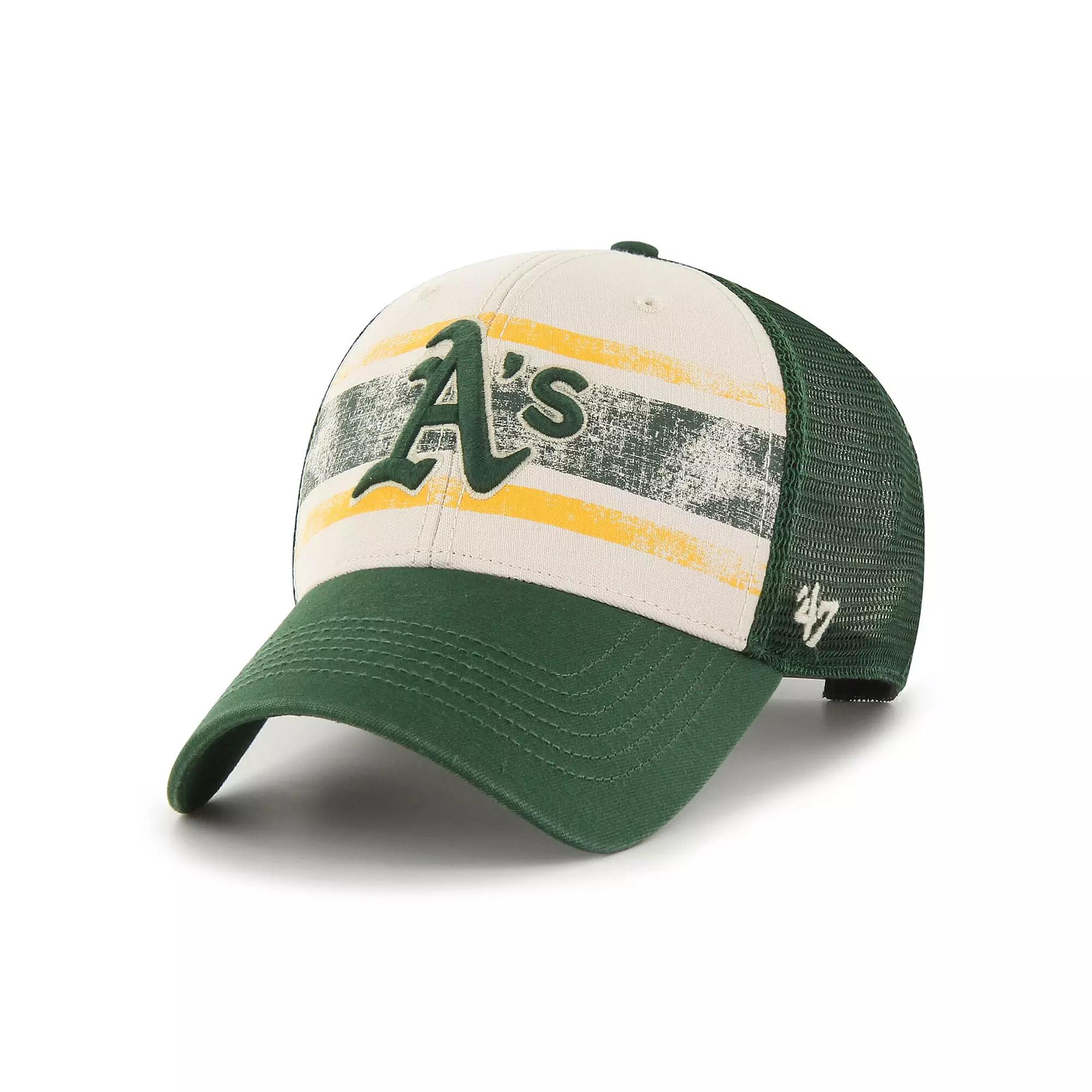 Men's '47 Cream/Green Oakland Athletics Breakout MVP Trucker Adjustable Hat, Beige Product Image